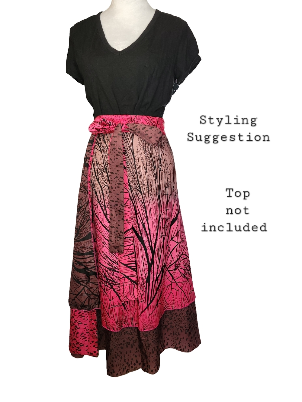 Iris Impressions Reversible Wrap Skirt OS NWOT Tree & Leopard | w/ Instructions